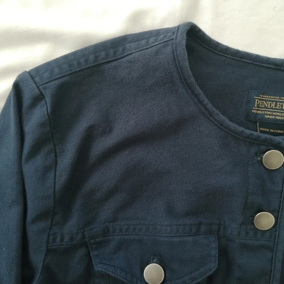 Pendleton Cotton Twill Laguna Utility Button Up Navy Jacket Military Style Large - Picture 9 of 16